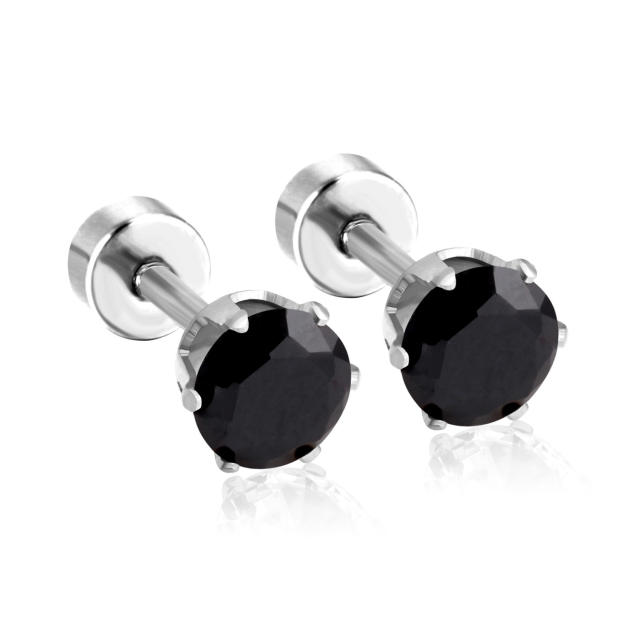 INS easy match round shape crystal stainless steel earrings