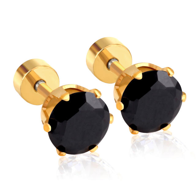 INS easy match round shape crystal stainless steel earrings