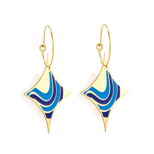 Occident fashion color enamel geometric shape stainless steel earrings