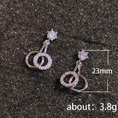 Concise diamond circle women earrings