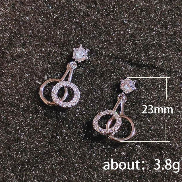 Concise diamond circle women earrings