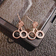 Concise diamond circle women earrings