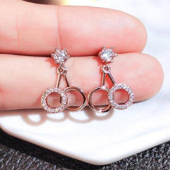 Concise diamond circle women earrings