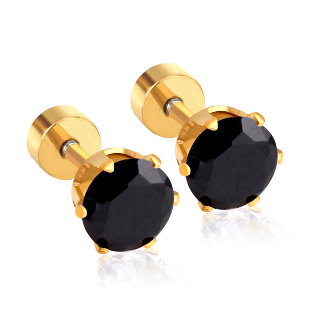 INS easy match round shape crystal stainless steel earrings