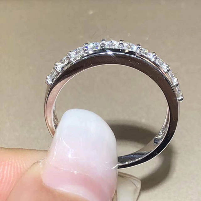 Single line diamond wedding band