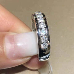 Single line diamond wedding band