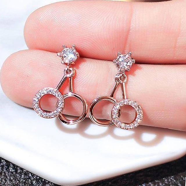 Concise diamond circle women earrings