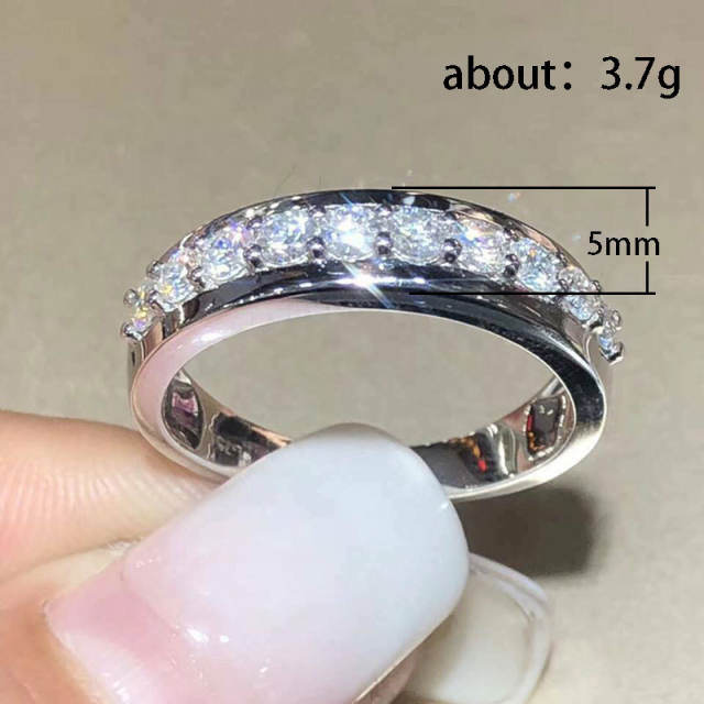 Single line diamond wedding band