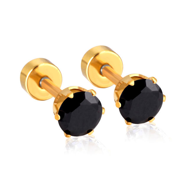 INS easy match round shape crystal stainless steel earrings