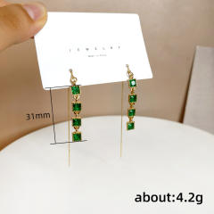 Personality emerald threader earrings