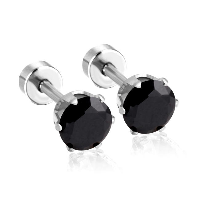 INS easy match round shape crystal stainless steel earrings