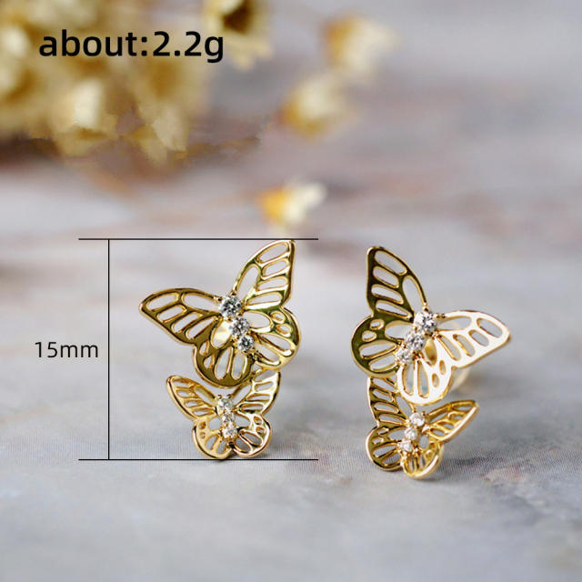 Elegant hollow butterfly earrings