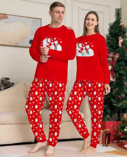 Red color snowman pattern christmas pajamas