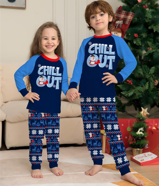 Blue color series christmas pajamas
