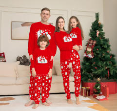 Red color snowman pattern christmas pajamas