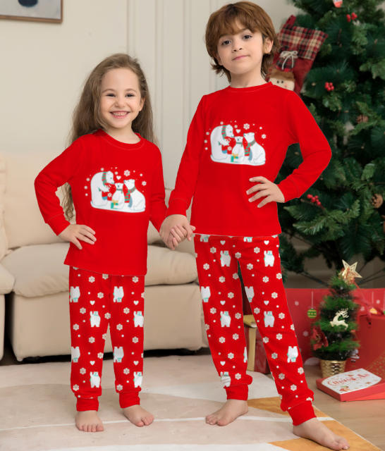 Red color snowman pattern christmas pajamas