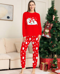 Red color snowman pattern christmas pajamas