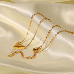 Concise V letter stainless steel necklace