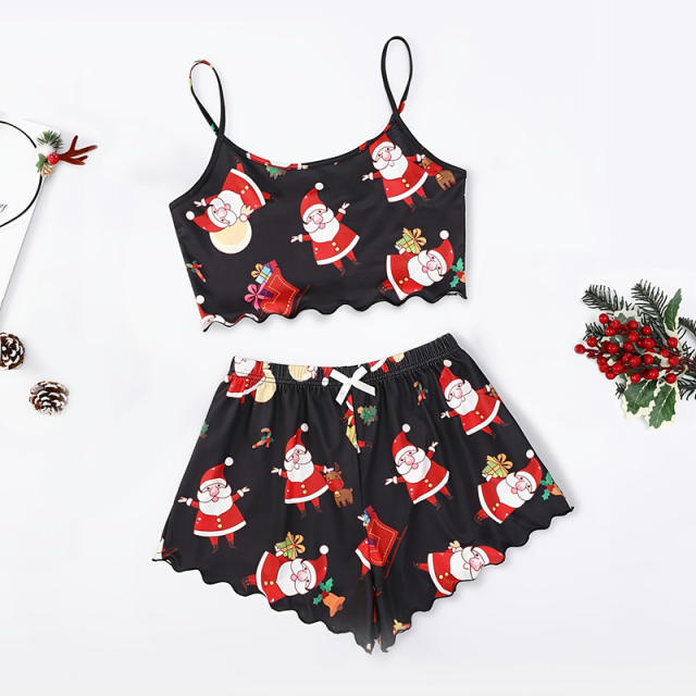 Summer short strapy christmas series pajamas