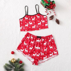 Summer short strapy christmas series pajamas