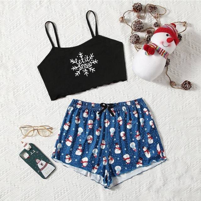 Summer short strapy christmas series pajamas