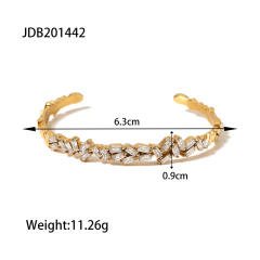 Elegant cubic zircon irregular design stainless steel bangle