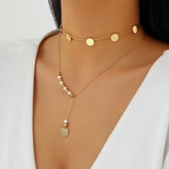 Occident fashion metal feeling two layer choker necklace