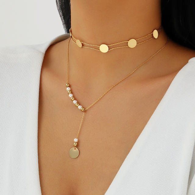 Occident fashion metal feeling two layer choker necklace