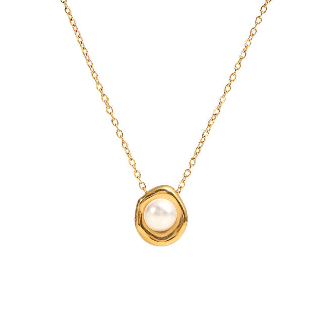 Elegant pearl pendant dainty stainless steel necklace