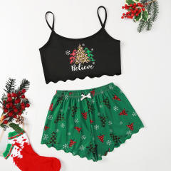 Summer short strapy christmas series pajamas