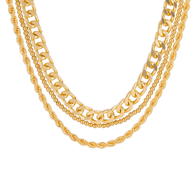 Punk trend rope chain layer necklace