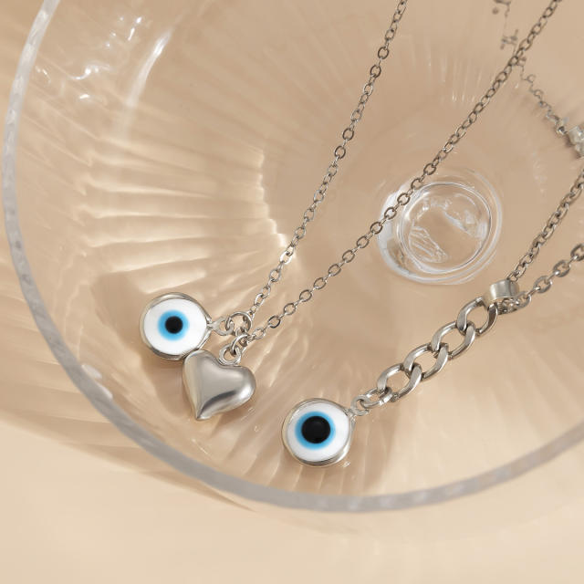 Y2K evil eye two layer necklace