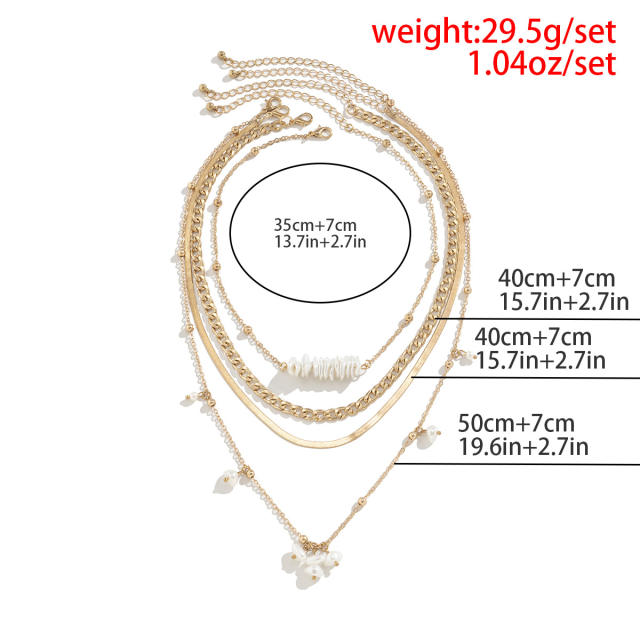 Y2K sweet cool faux pearl layer necklace