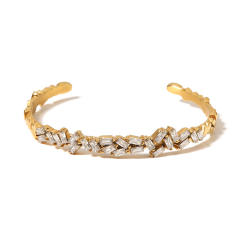 Elegant cubic zircon irregular design stainless steel bangle
