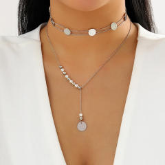 Occident fashion metal feeling two layer choker necklace
