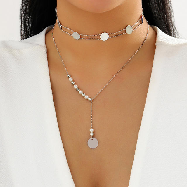Occident fashion metal feeling two layer choker necklace