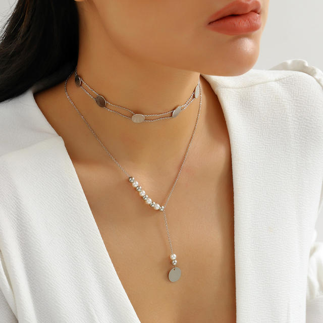 Occident fashion metal feeling two layer choker necklace