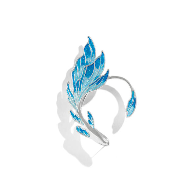 Personality blue color enamle elves ear shape ear wrap