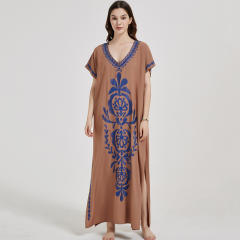 National trend plain color loose beach dress bikini cover up