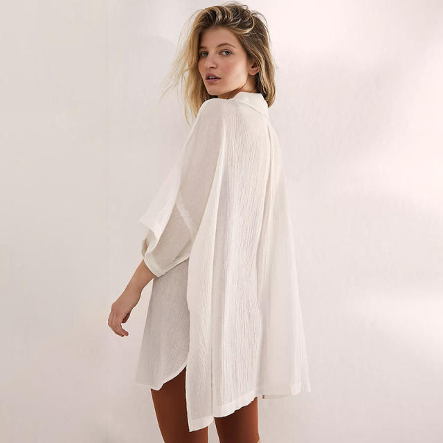 Elegant plain white black color blouse cover up
