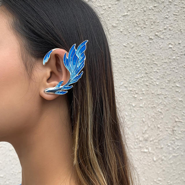 Personality blue color enamle elves ear shape ear wrap