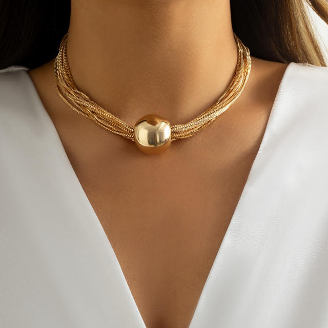 Punk trend personality ball choker necklace