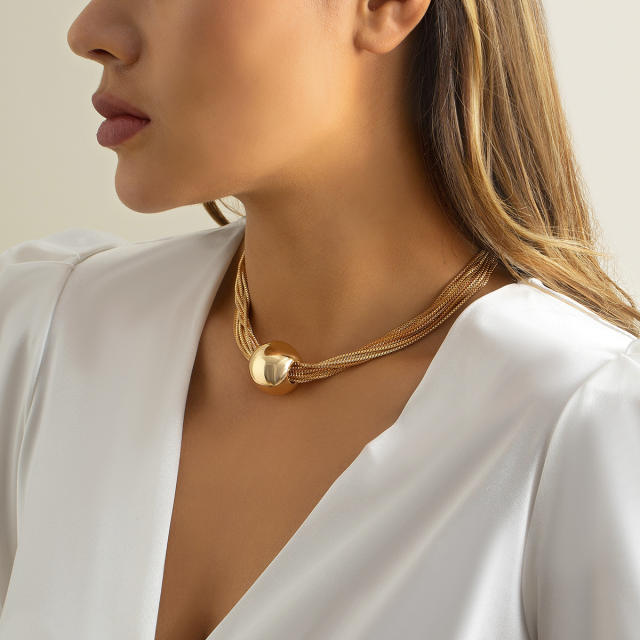 Punk trend personality ball choker necklace