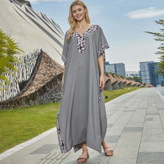 Occident fashion plain color loose beach dress bikini cover up