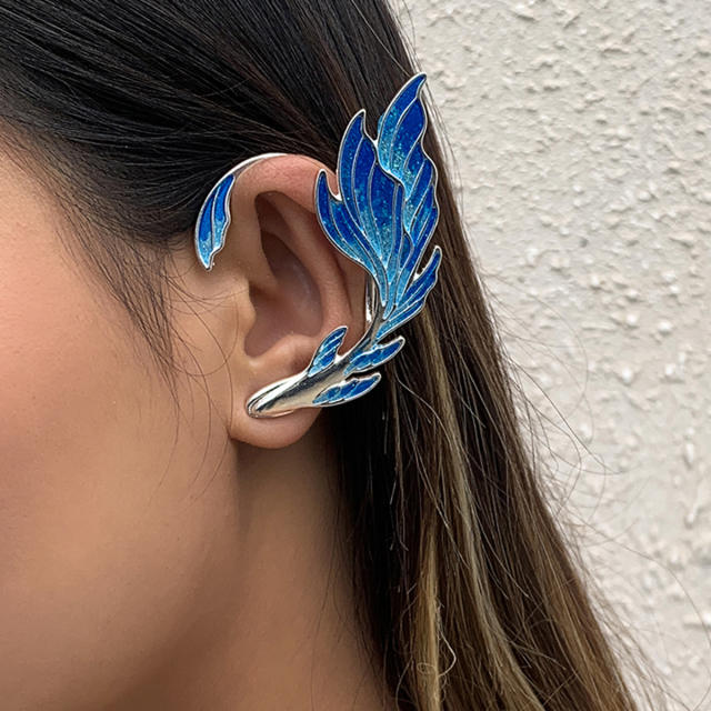 Personality blue color enamle elves ear shape ear wrap