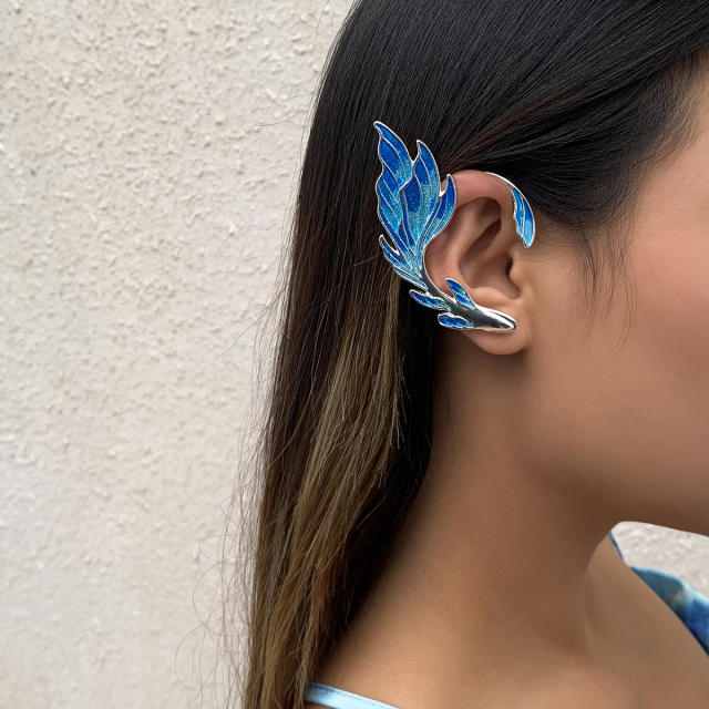 Personality blue color enamle elves ear shape ear wrap