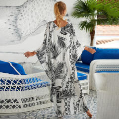 Boho color pattern loose beach dress bikini cover up