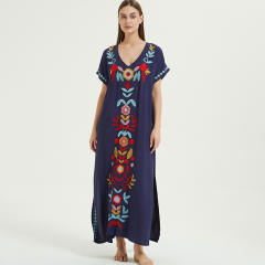 National trend plain color loose beach dress bikini cover up
