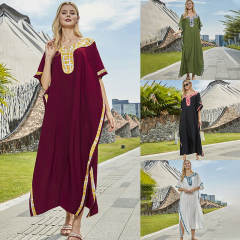 Occident fashion plain color loose beach dress bikini cover up