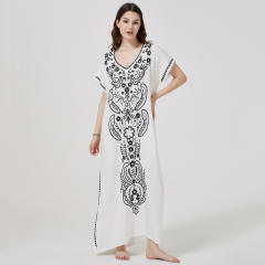 National trend plain color loose beach dress bikini cover up